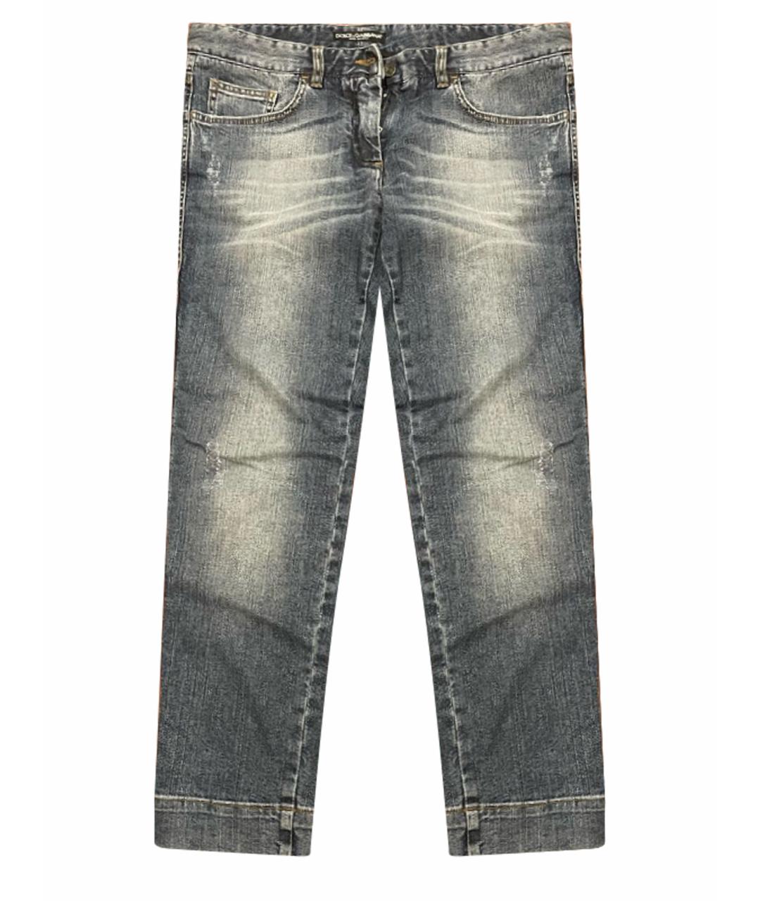 DOLCE&GABBANA Синие хлопко-эластановые прямые джинсы, фото 1