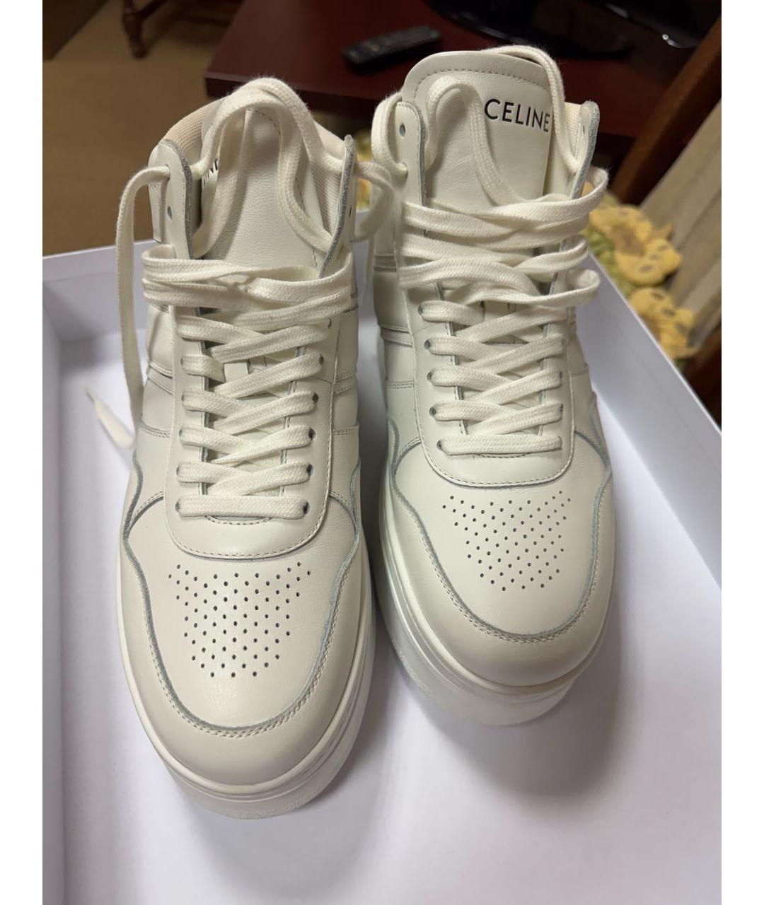 CELINE Белые кожаные кеды, фото 2