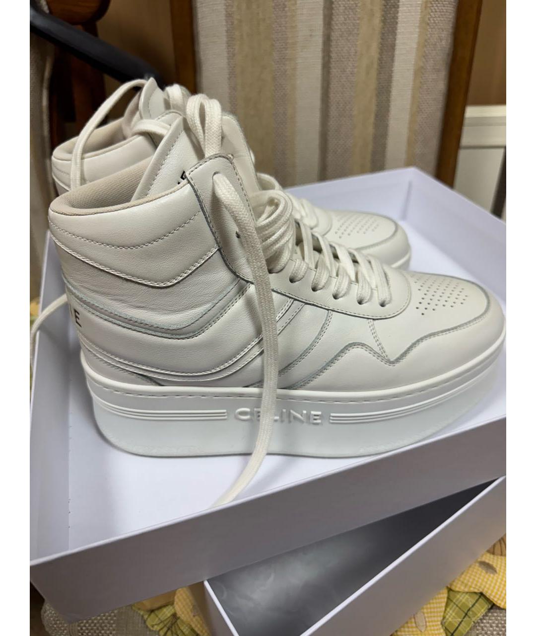 CELINE Белые кожаные кеды, фото 8
