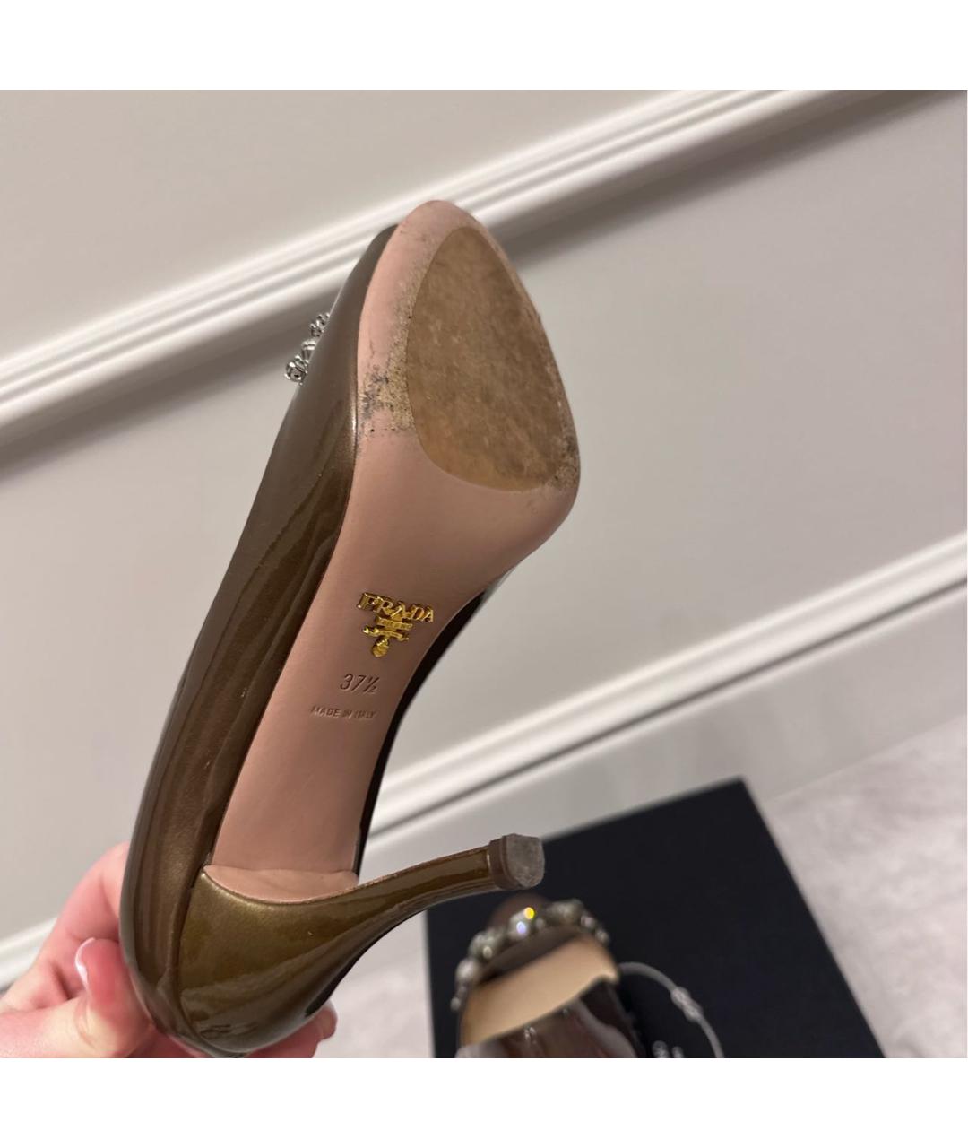 PRADA Коричневые туфли из лакированной кожи, фото 7