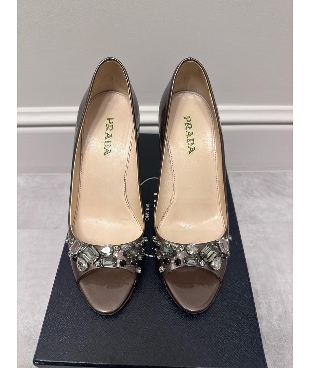 PRADA Коричневые туфли из лакированной кожи, фото 2