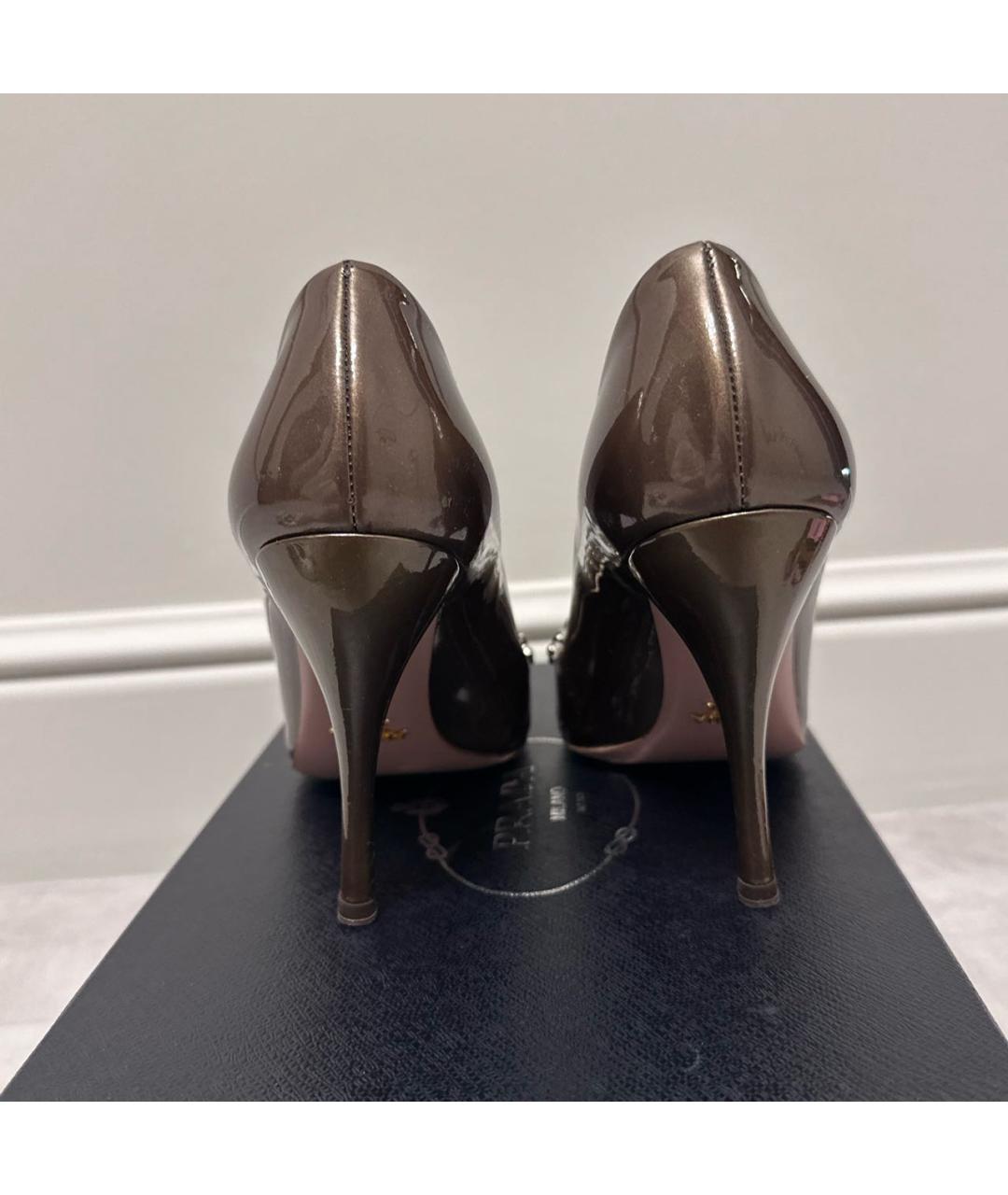 PRADA Коричневые туфли из лакированной кожи, фото 5