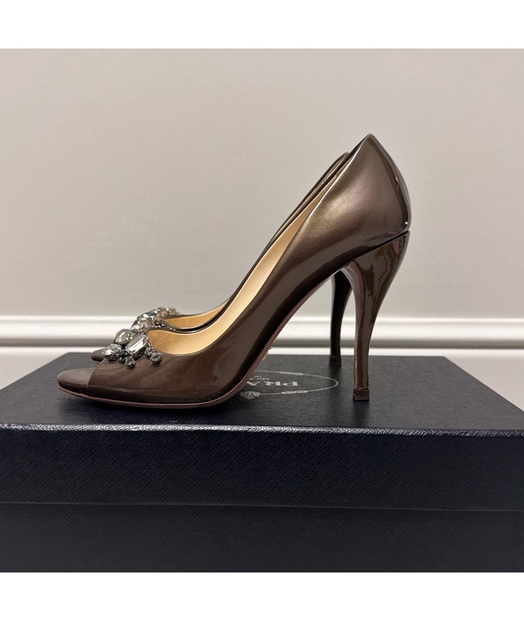 PRADA Коричневые туфли из лакированной кожи, фото 4