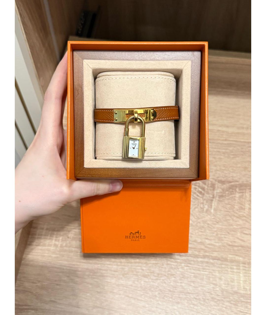 HERMES Коричневые кожаные часы, фото 6