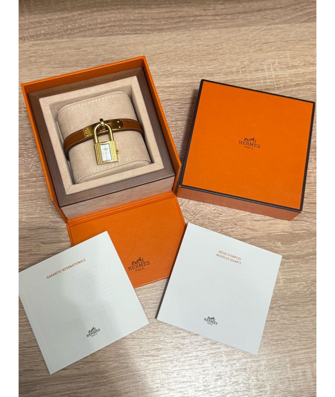 HERMES Коричневые кожаные часы, фото 4
