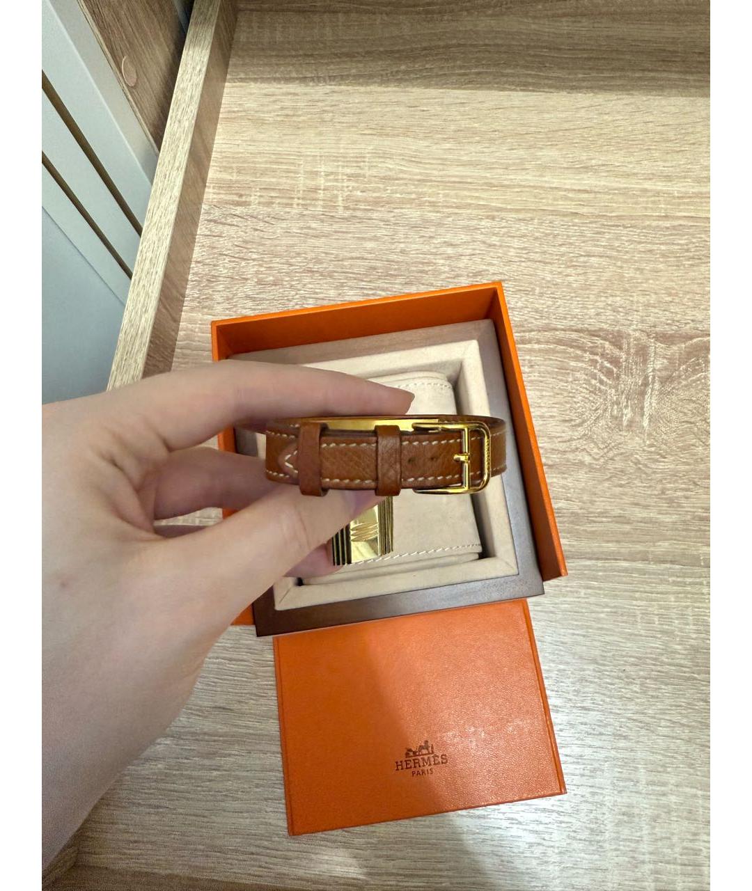 HERMES Коричневые кожаные часы, фото 3