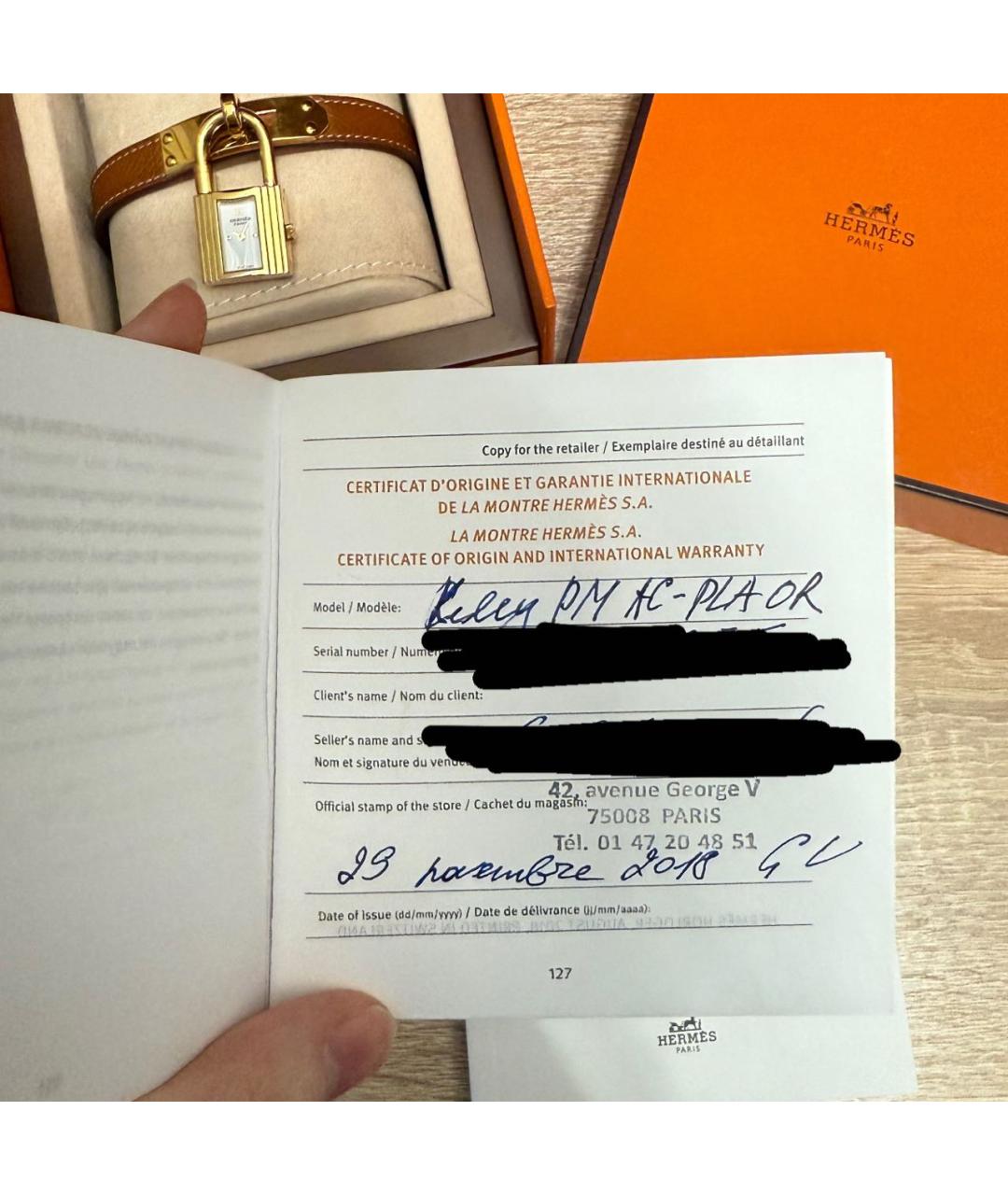 HERMES Коричневые кожаные часы, фото 5