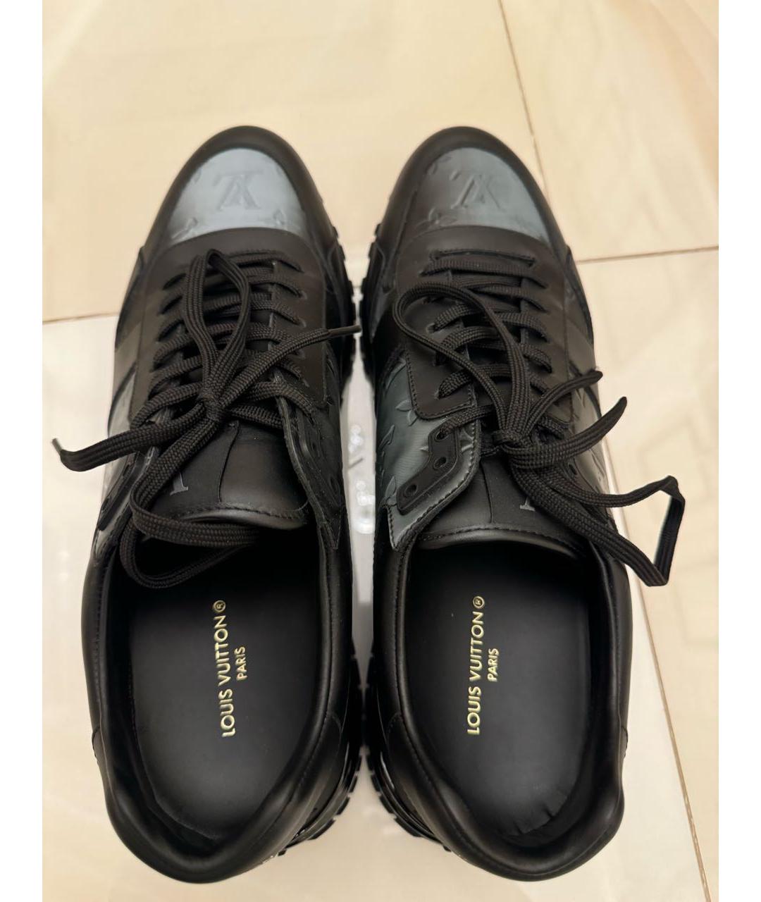 LOUIS VUITTON Черные кожаные низкие кроссовки / кеды, фото 3