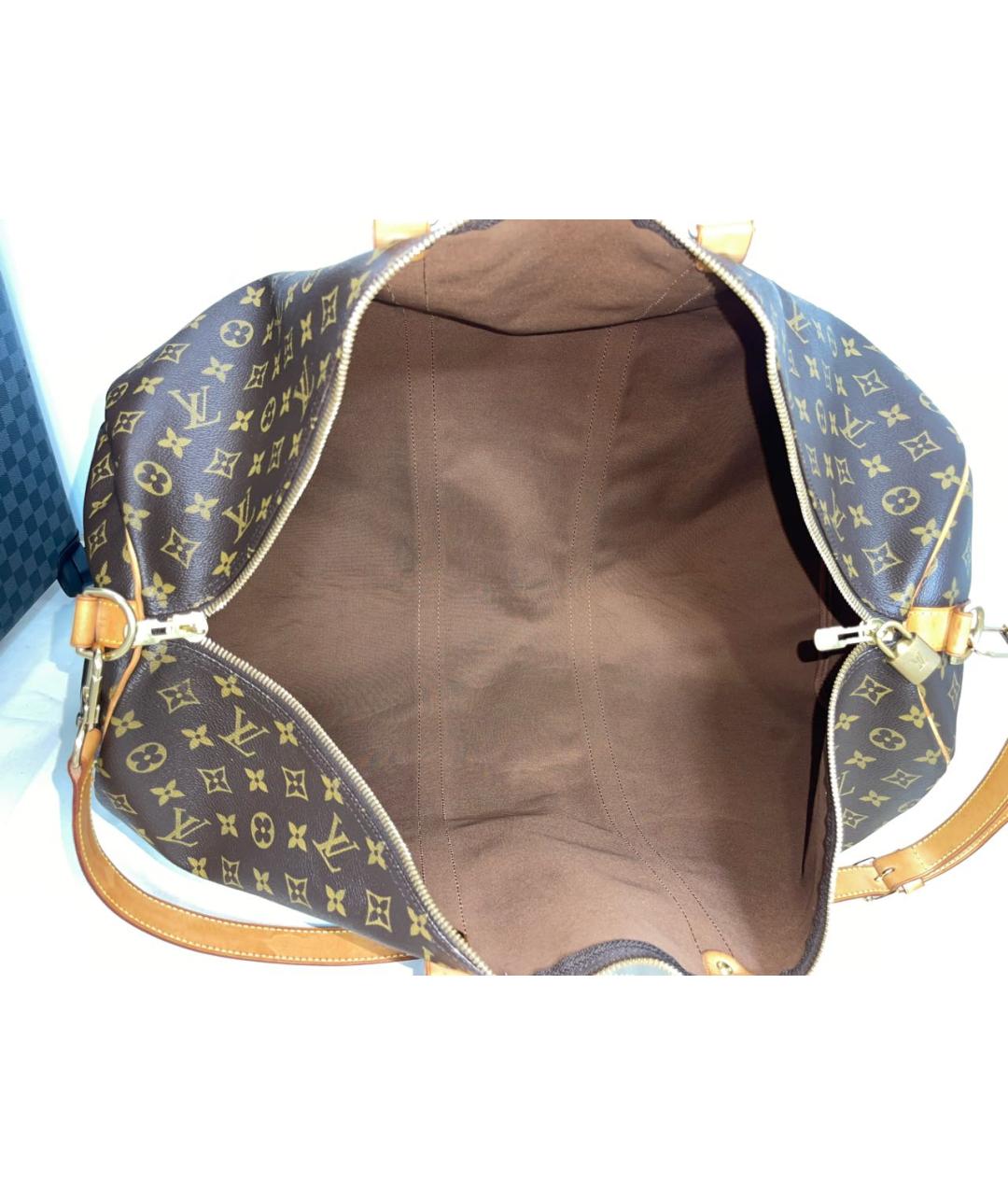 LOUIS VUITTON Коричневая кожаная дорожная/спортивная сумка, фото 4