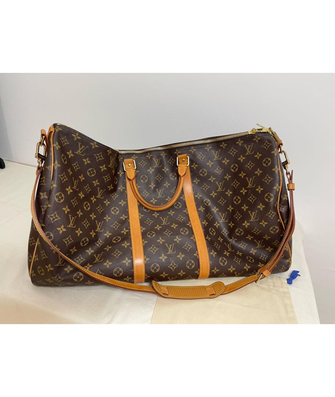 LOUIS VUITTON Коричневая кожаная дорожная/спортивная сумка, фото 8