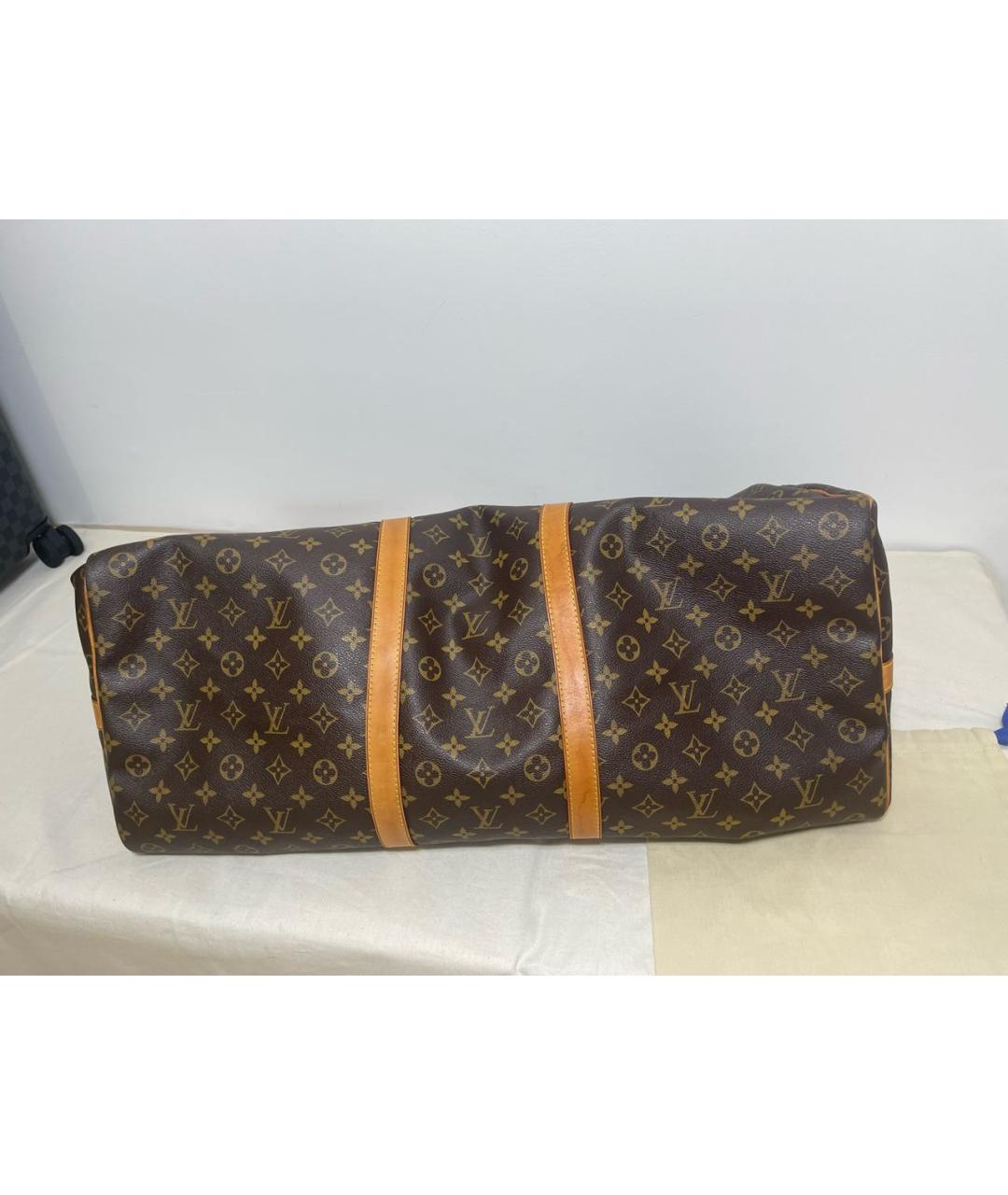 LOUIS VUITTON Коричневая кожаная дорожная/спортивная сумка, фото 3