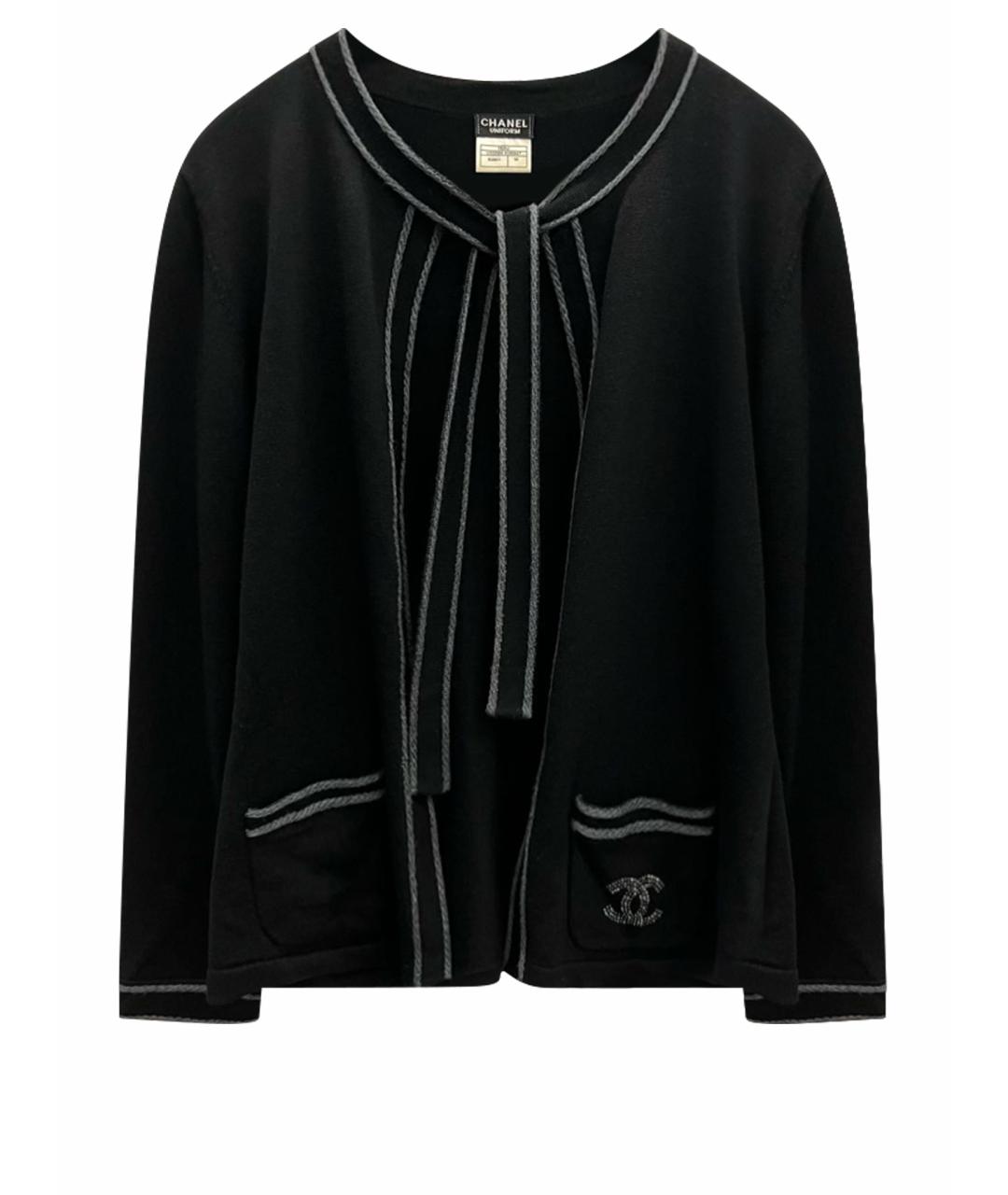 CHANEL Черный шерстяной кардиган, фото 1