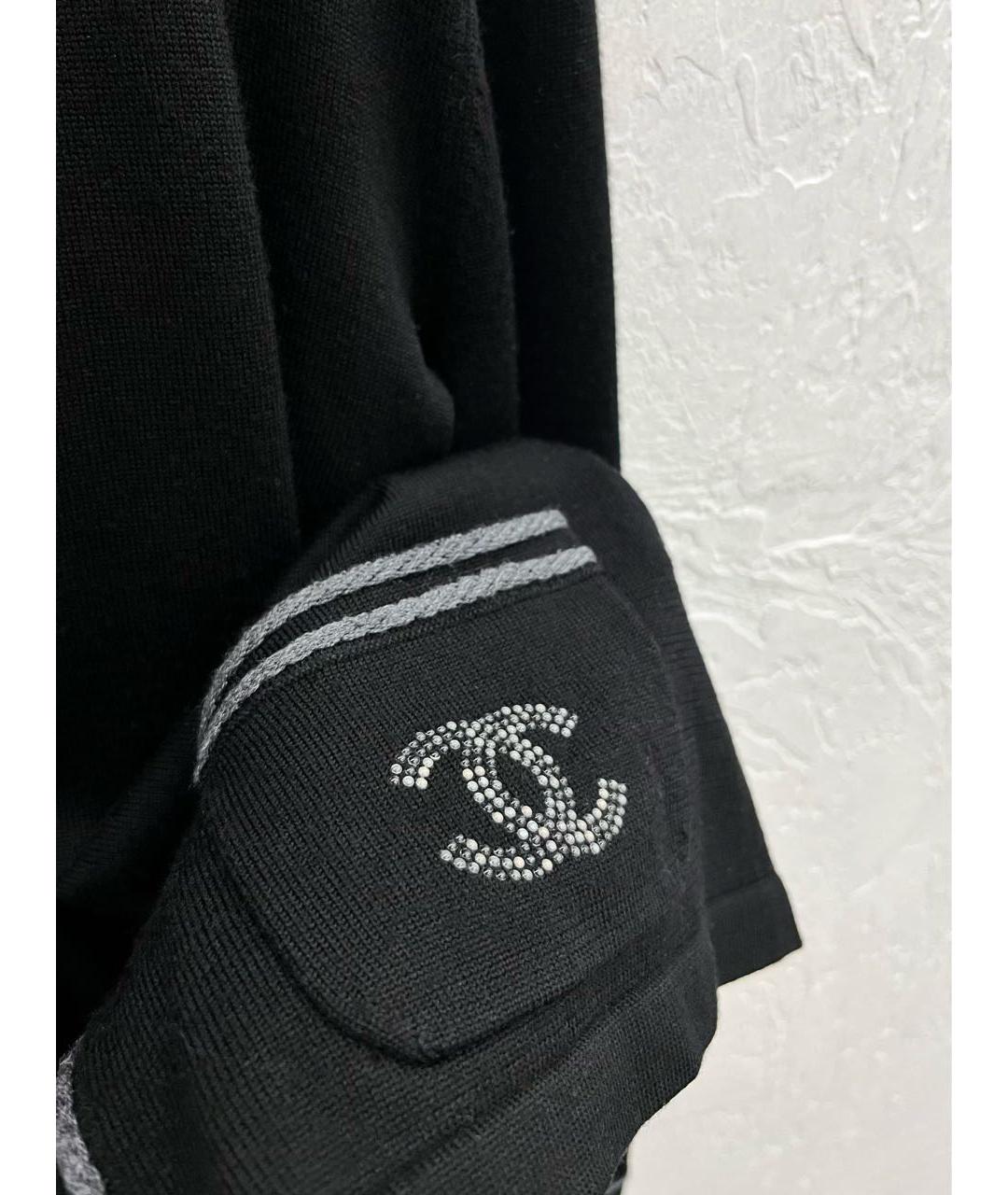 CHANEL Черный шерстяной кардиган, фото 3