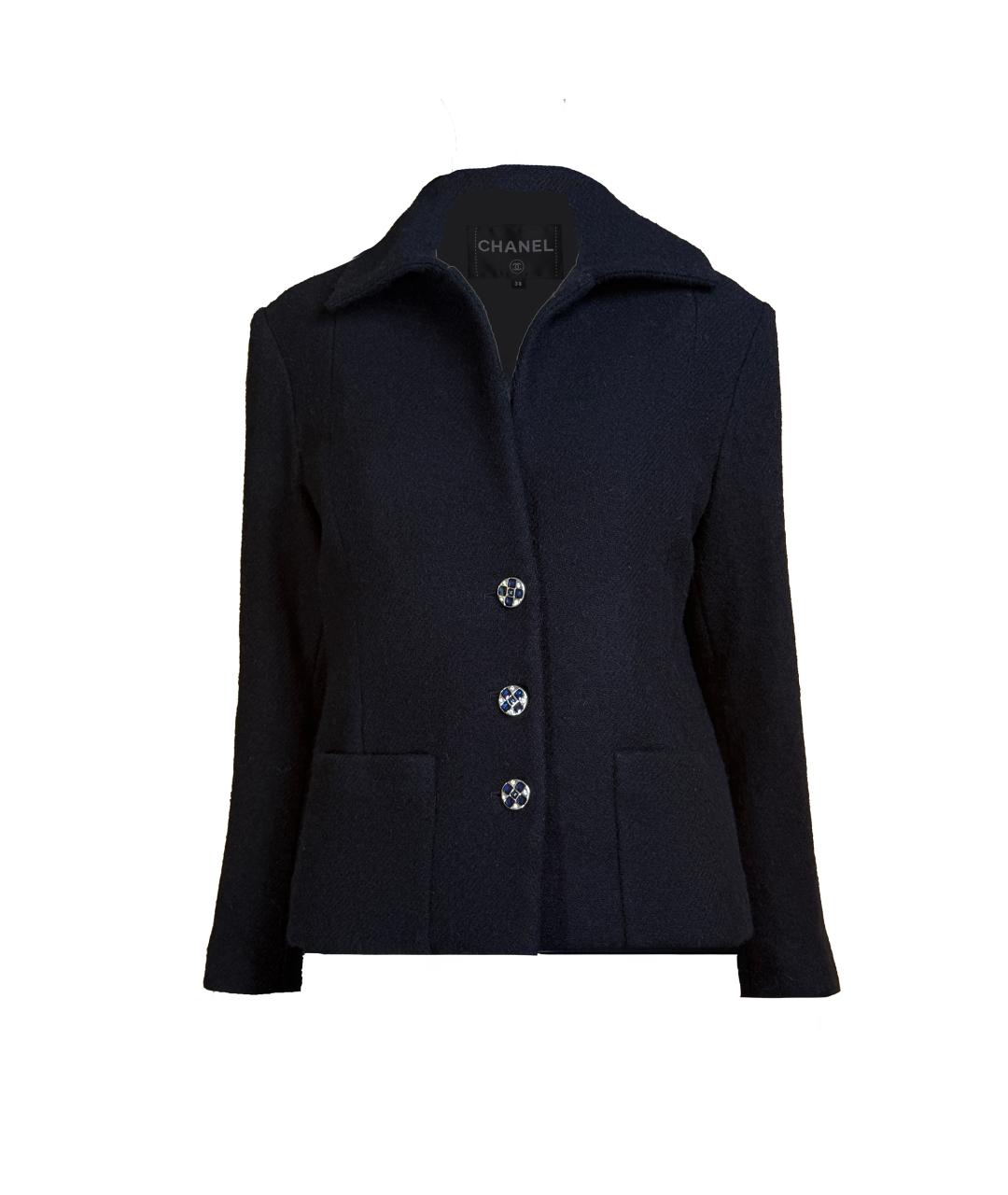 CHANEL Черный твидовый жакет/пиджак, фото 1