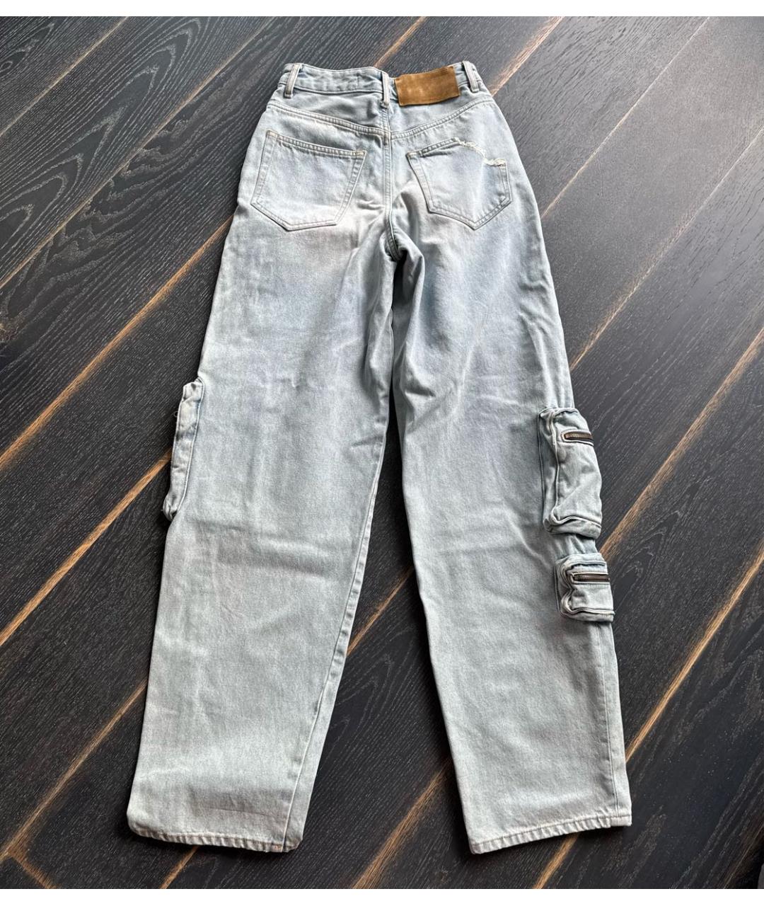 OFF-WHITE Голубые хлопковые прямые джинсы, фото 2