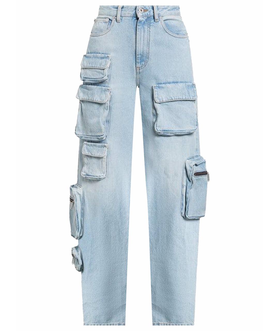 OFF-WHITE Голубые хлопковые прямые джинсы, фото 1