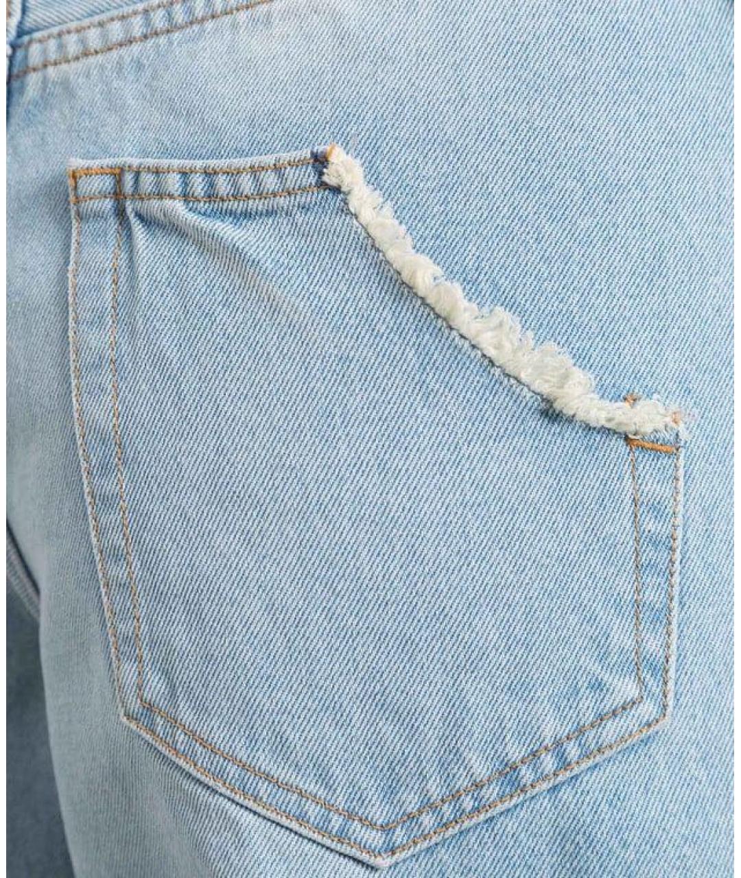 OFF-WHITE Голубые хлопковые прямые джинсы, фото 7