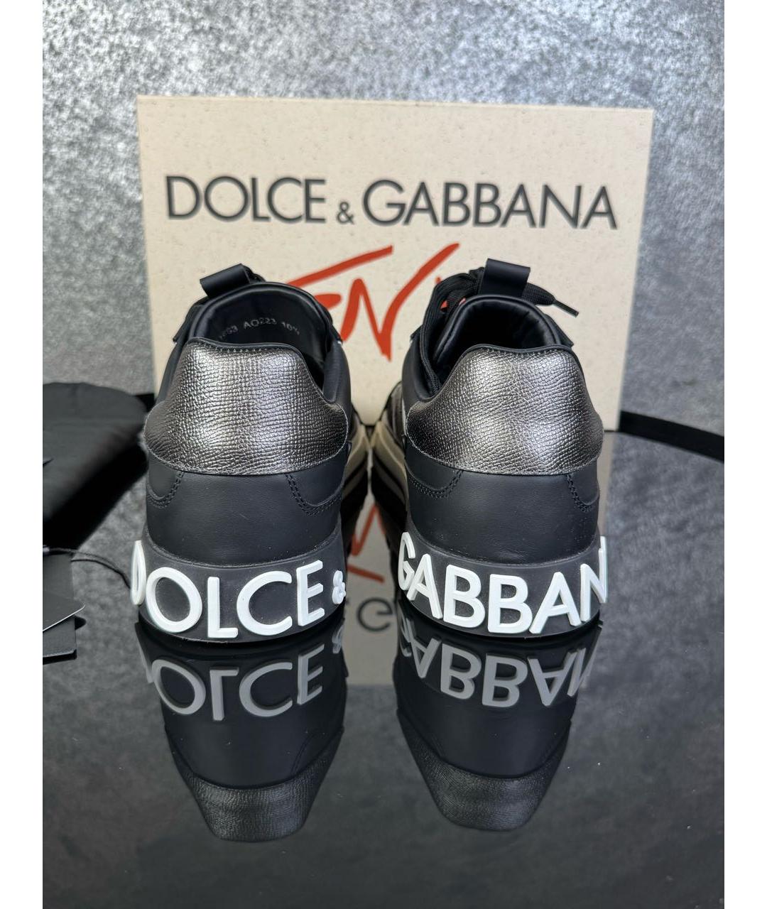 DOLCE&GABBANA Черные кожаные низкие кроссовки / кеды, фото 4