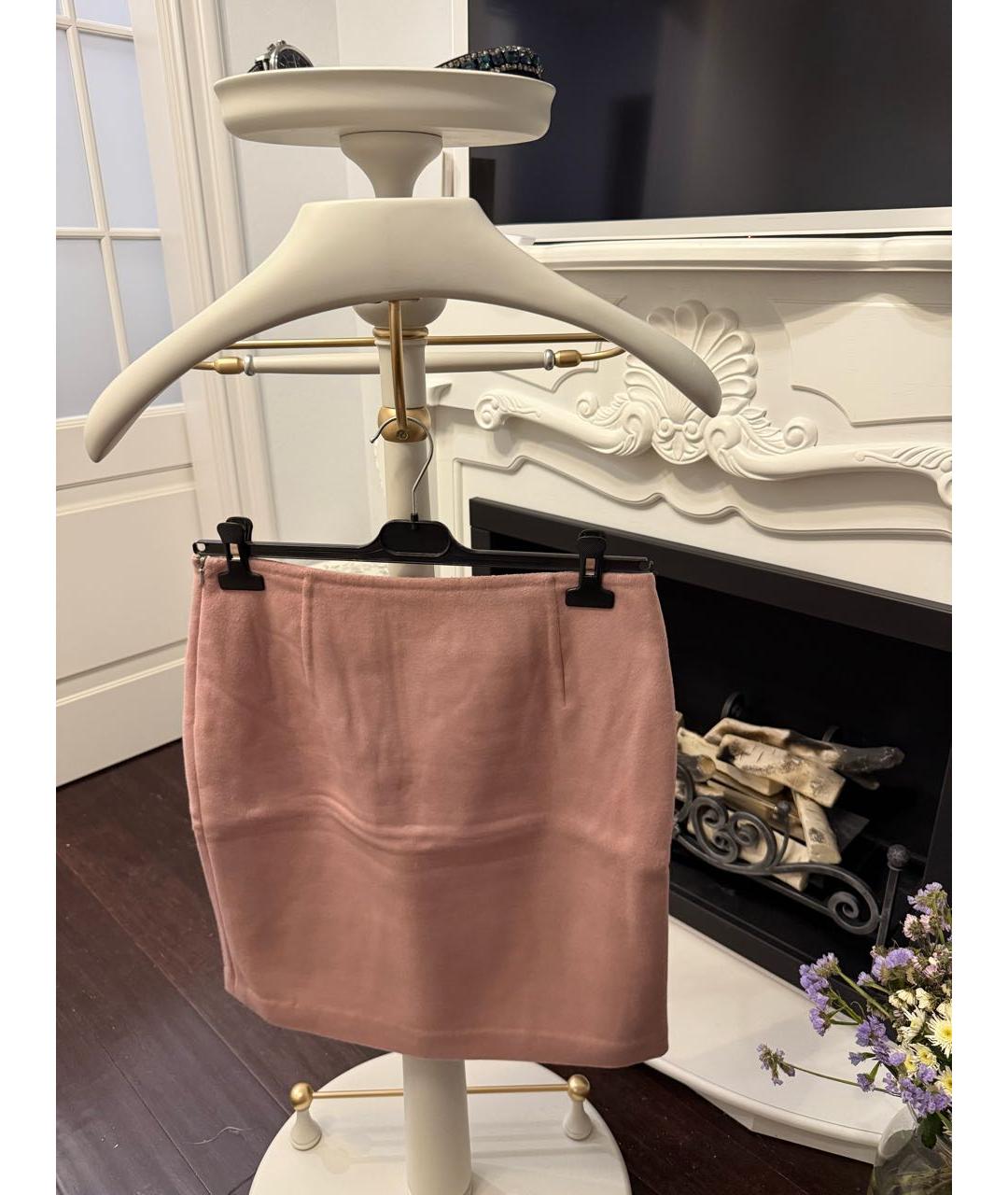 MAX MARA STUDIO Розовая шерстяная юбка мини, фото 2