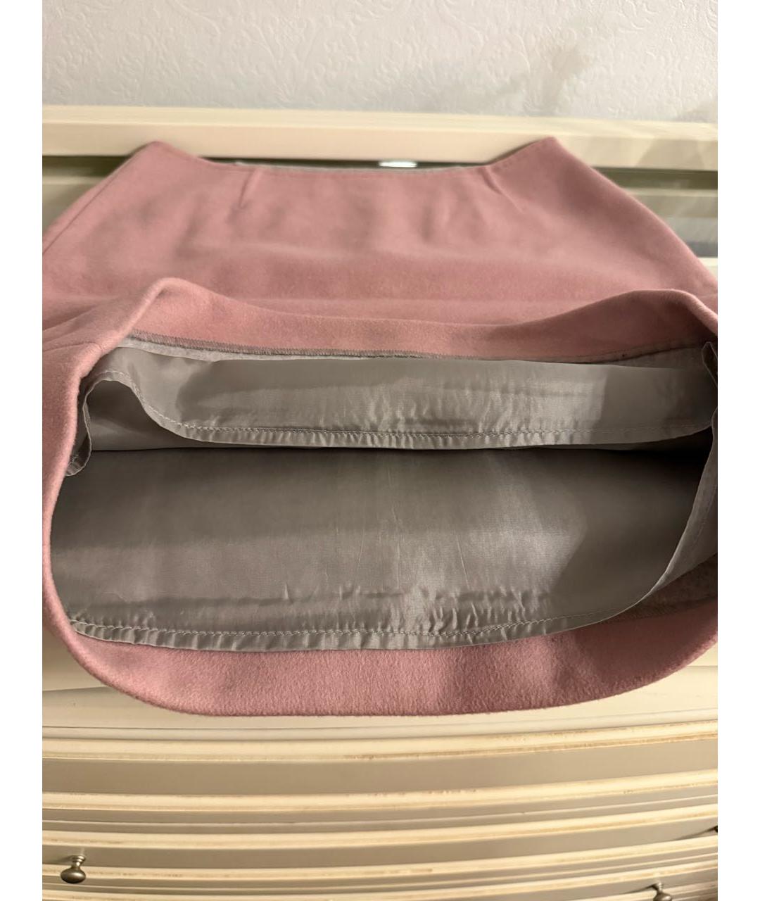 MAX MARA STUDIO Розовая шерстяная юбка мини, фото 3