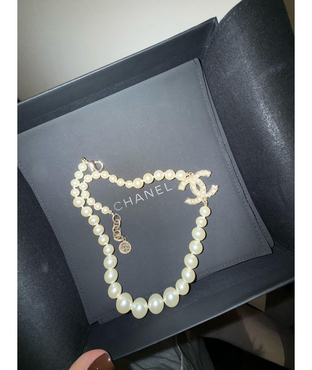 CHANEL Белое жемчужное колье, фото 2