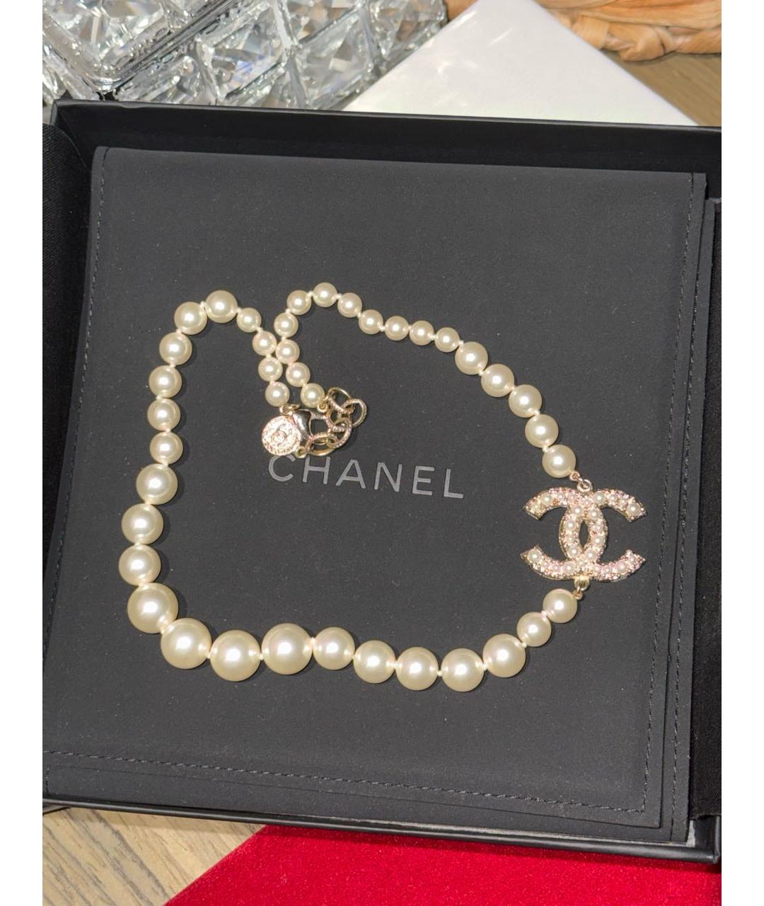 CHANEL Белое жемчужное колье, фото 6