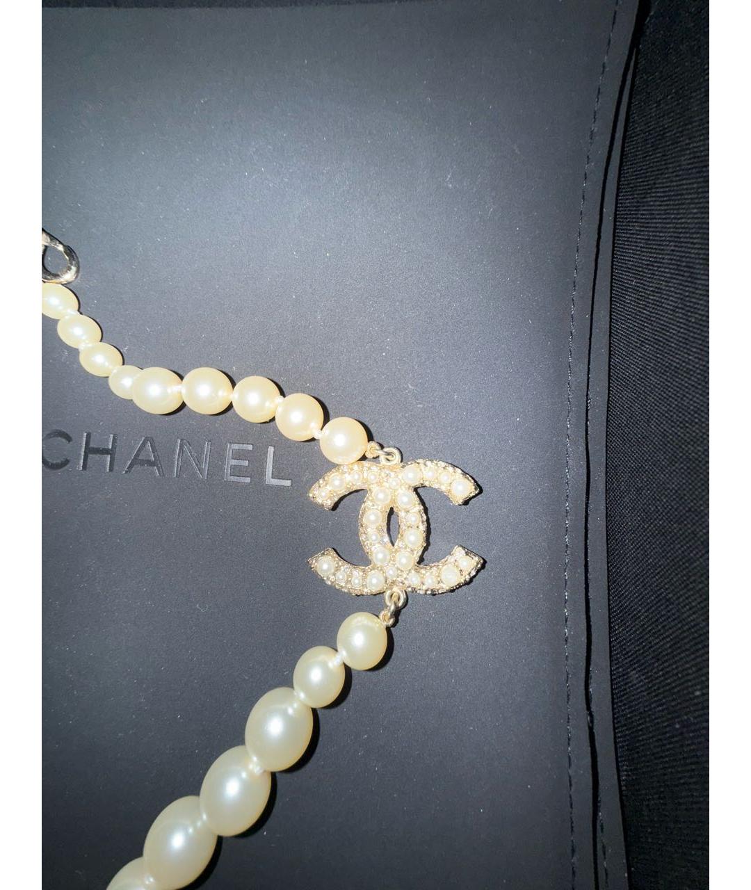 CHANEL Белое жемчужное колье, фото 4