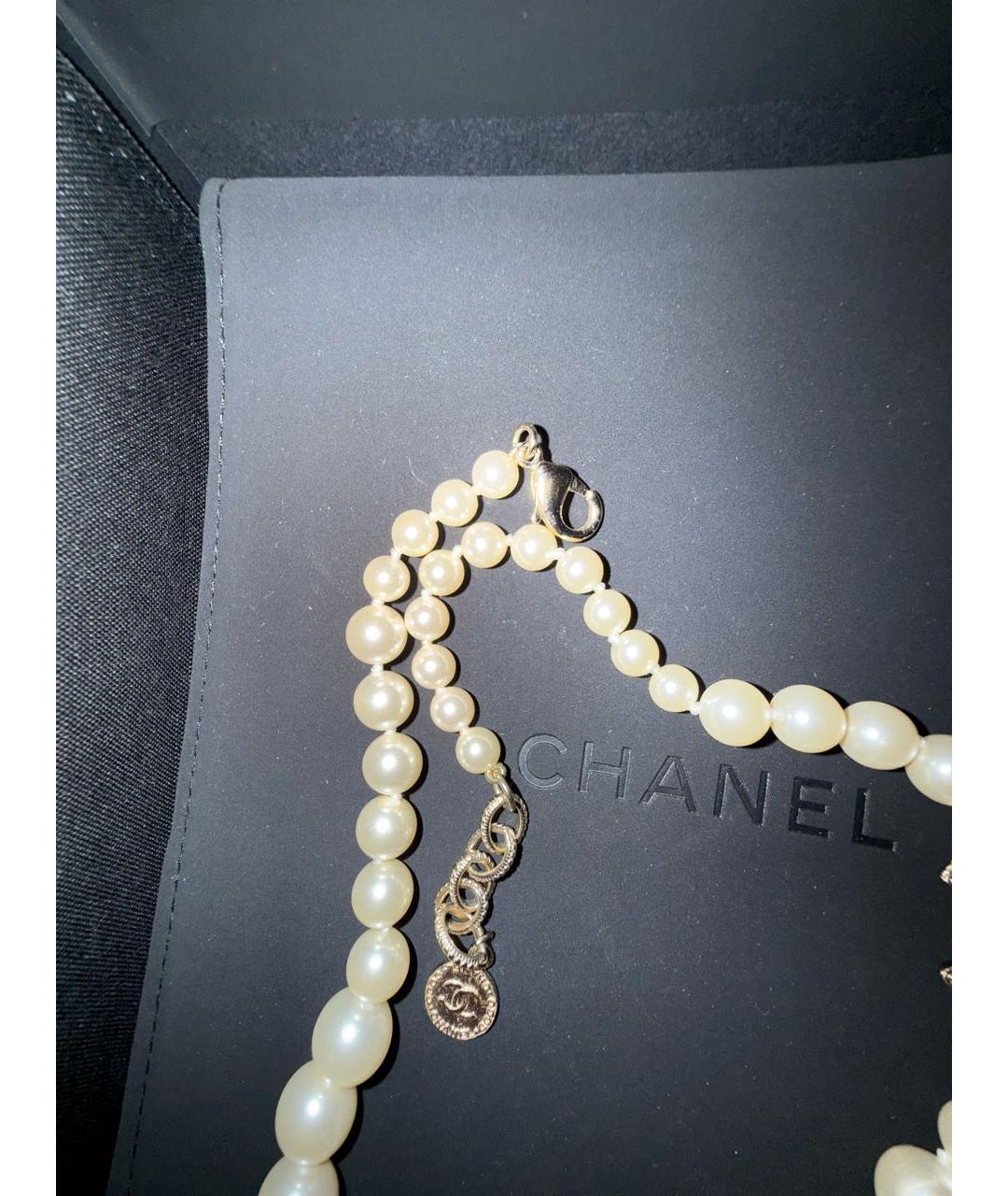 CHANEL Белое жемчужное колье, фото 3