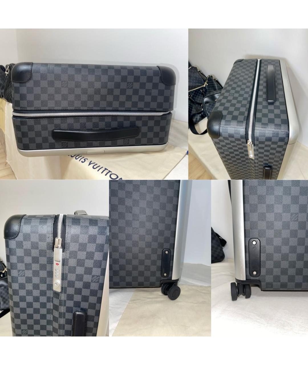 LOUIS VUITTON Серый кожаный чемодан, фото 6