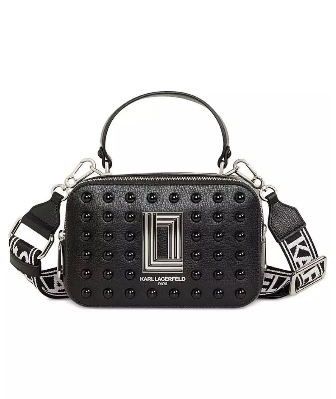 KARL LAGERFELD Черная кожаная сумка с короткими ручками, фото 1