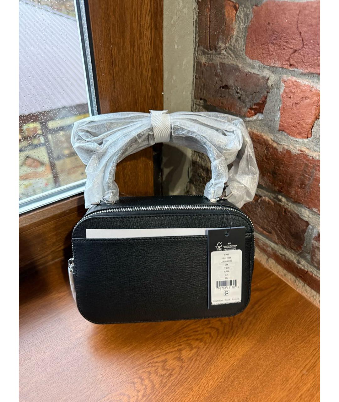 KARL LAGERFELD Черная кожаная сумка с короткими ручками, фото 3