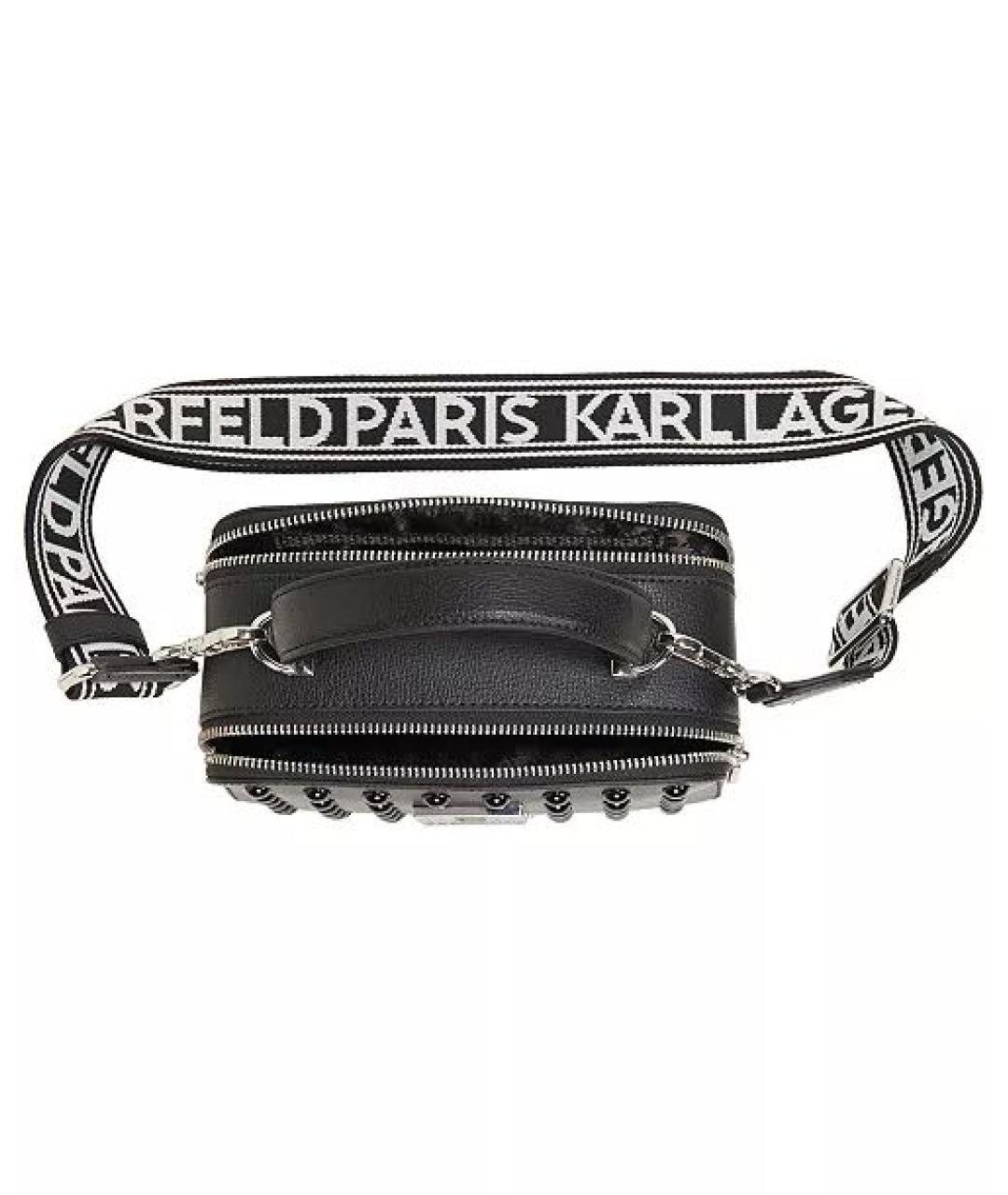 KARL LAGERFELD Черная кожаная сумка с короткими ручками, фото 4