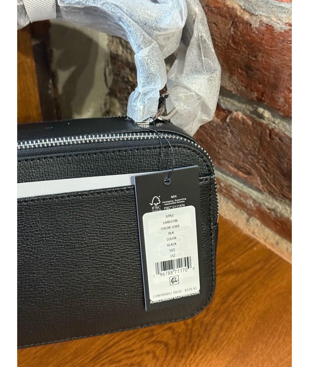 KARL LAGERFELD Черная кожаная сумка с короткими ручками, фото 6