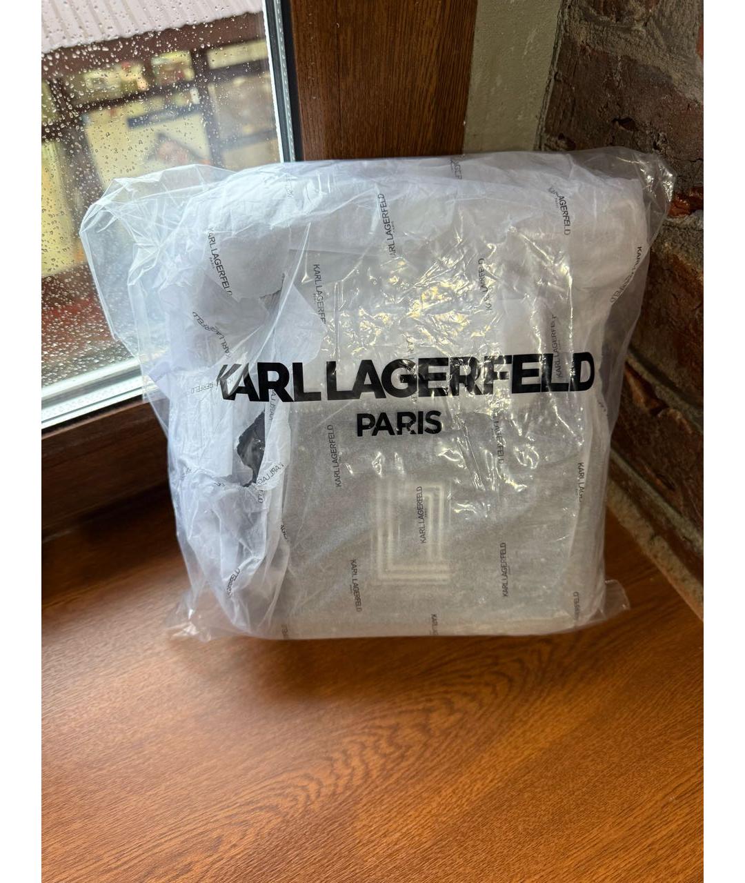 KARL LAGERFELD Черная кожаная сумка с короткими ручками, фото 7