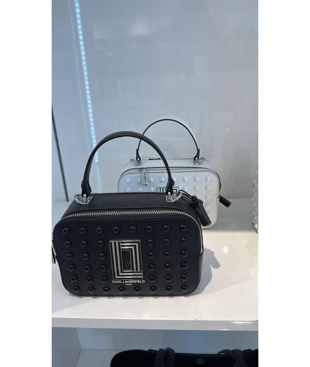 KARL LAGERFELD Черная кожаная сумка с короткими ручками, фото 8