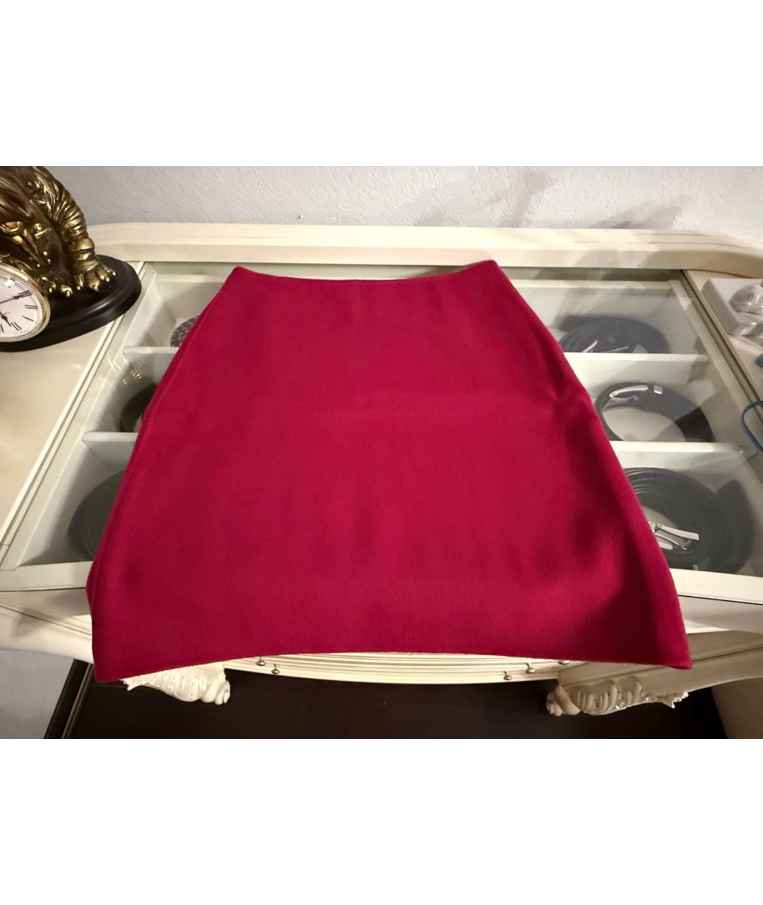 MAX MARA Фуксия шерстяная юбка миди, фото 4