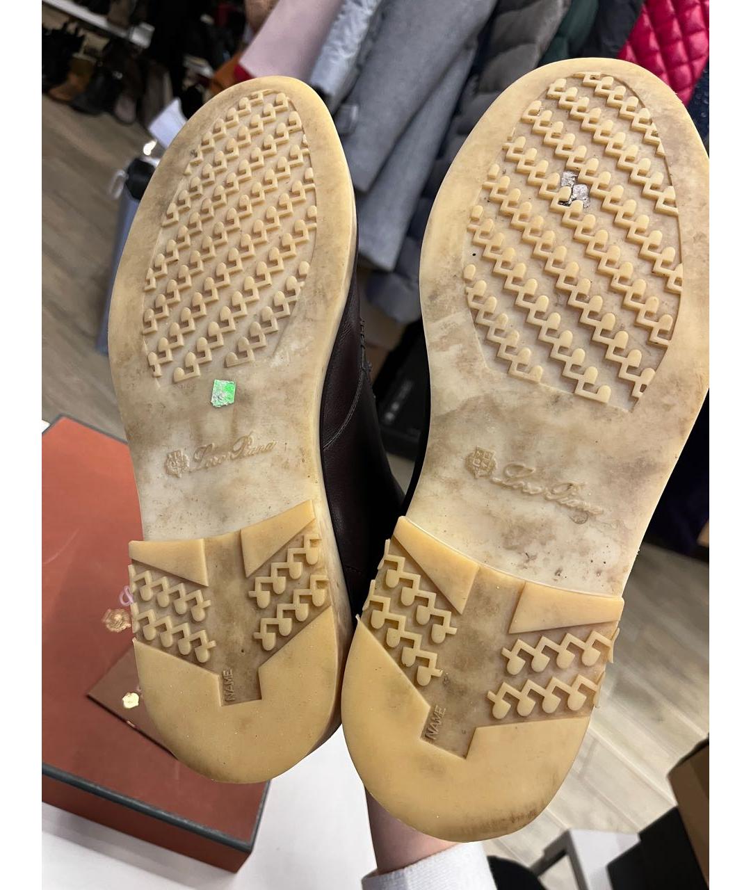 LORO PIANA Коричневые кожаные высокие ботинки, фото 3