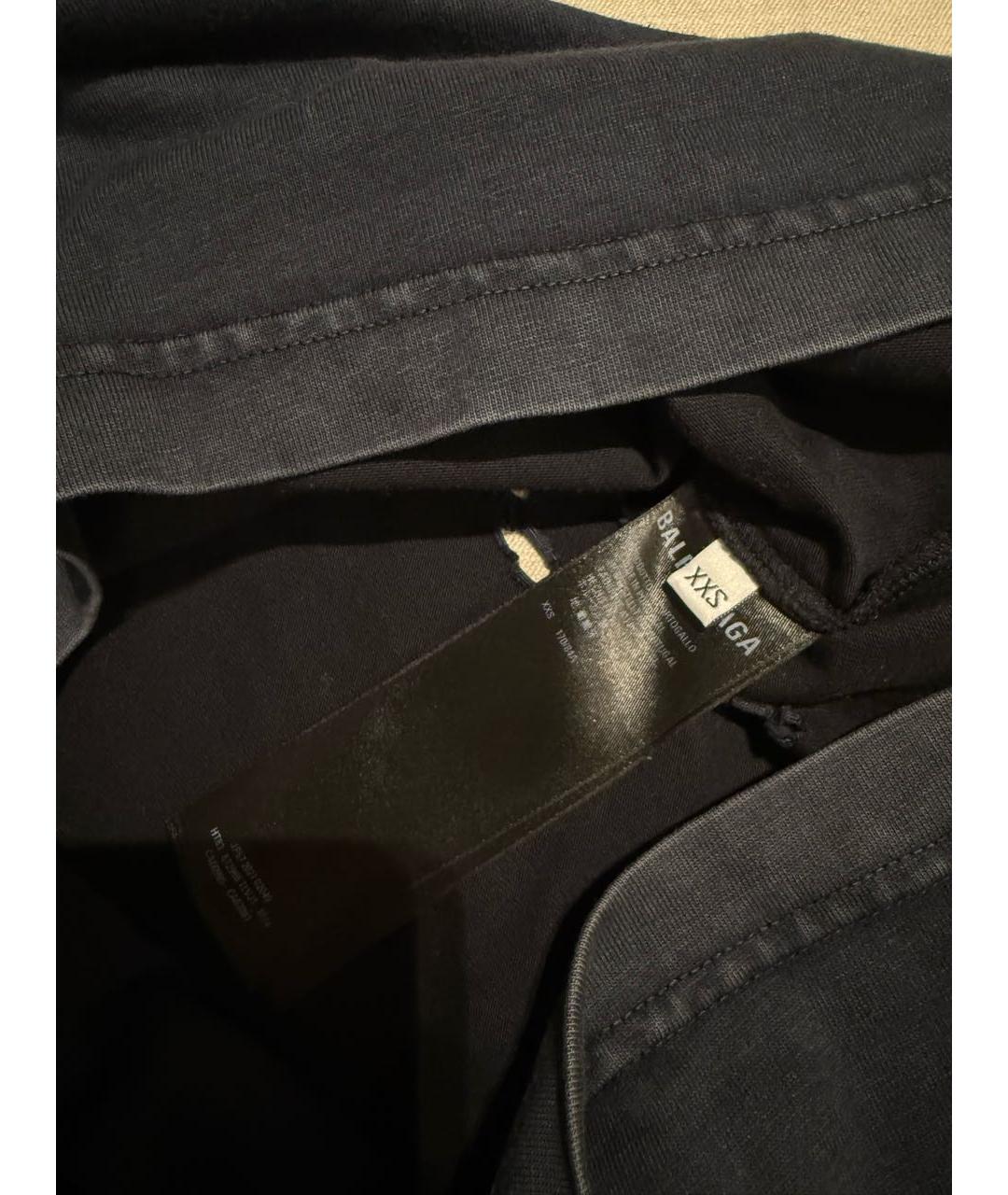 BALENCIAGA Темно-синяя хлопковая футболка, фото 3