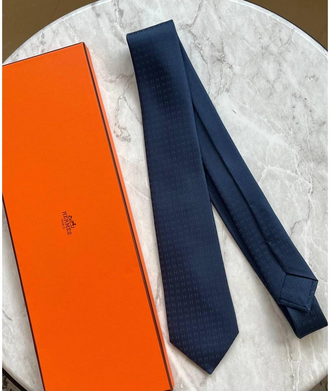 HERMES Синий шелковый галстук, фото 2