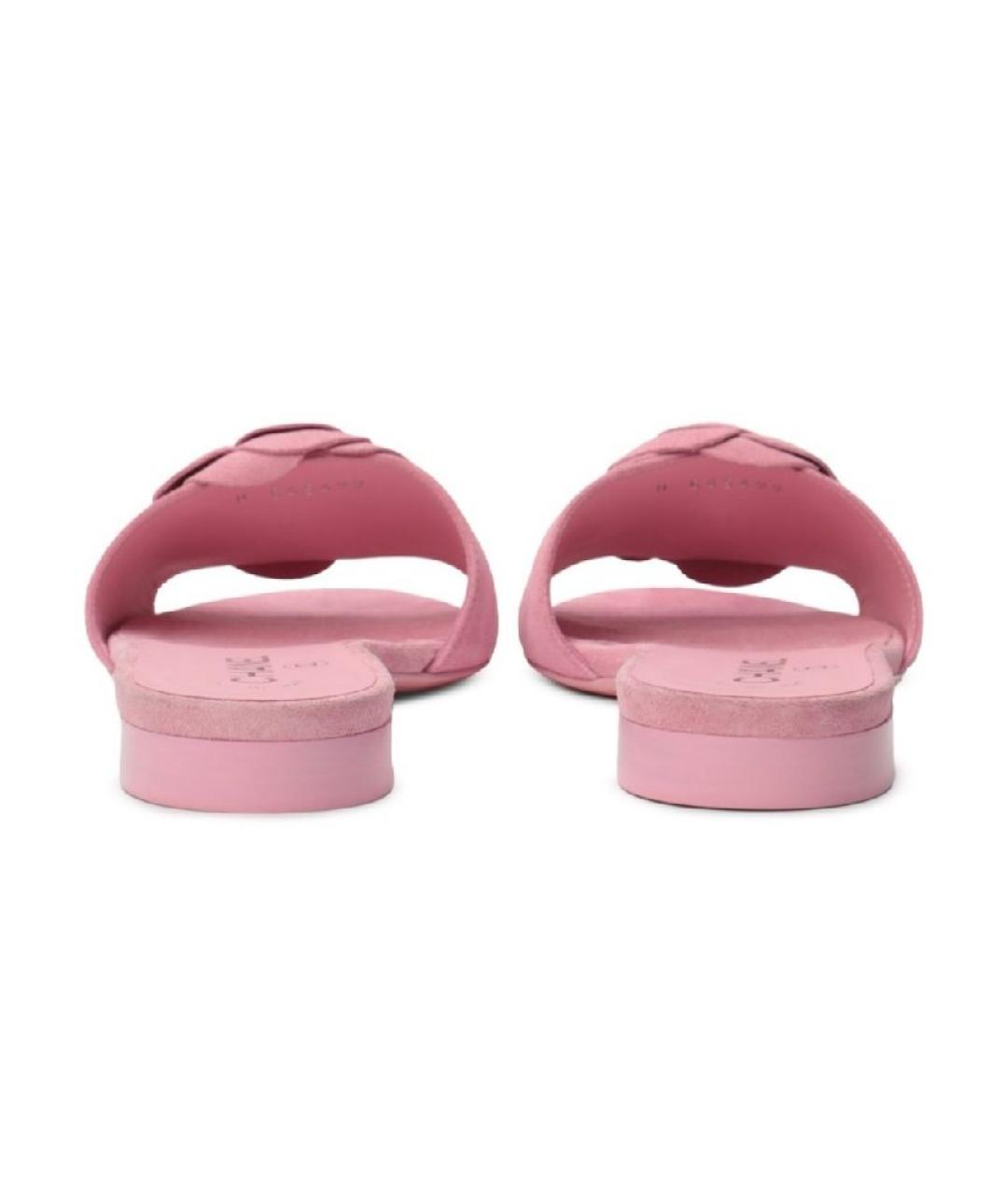 CHANEL Розовые замшевые шлепанцы, фото 4