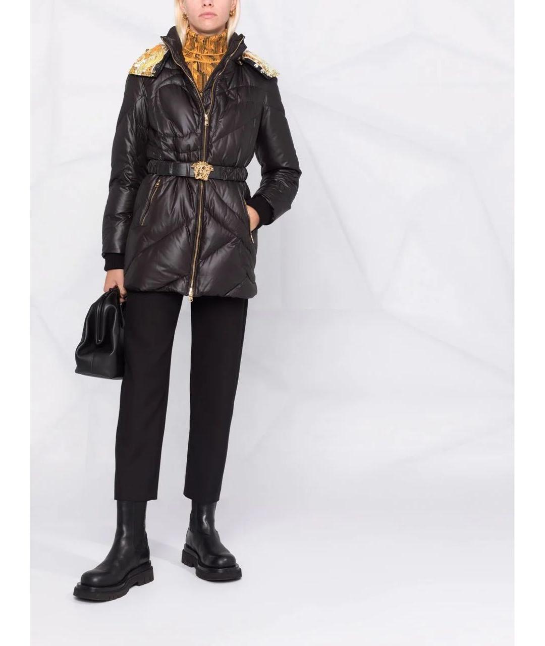 VERSACE Черный полиэстеровый пуховик, фото 4