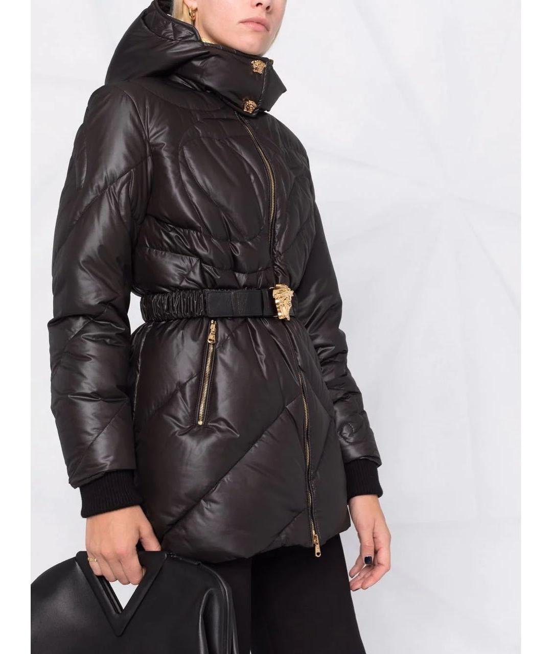 VERSACE Черный полиэстеровый пуховик, фото 2