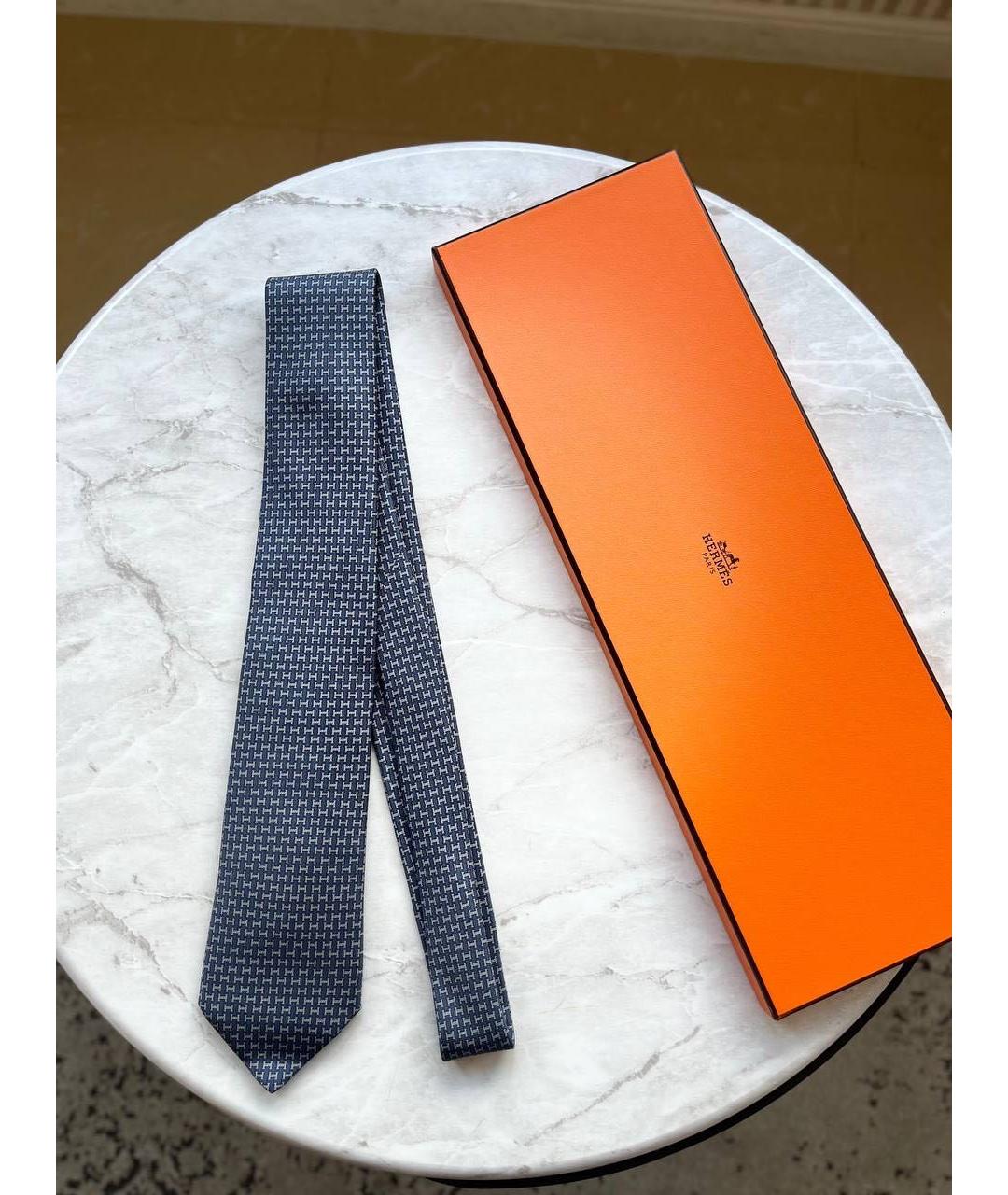 HERMES Серый шелковый галстук, фото 2