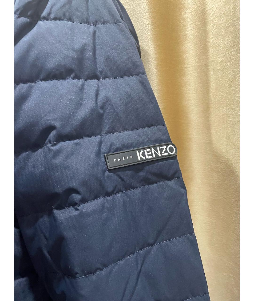 KENZO Темно-синий полиэстеровый пуховик, фото 4
