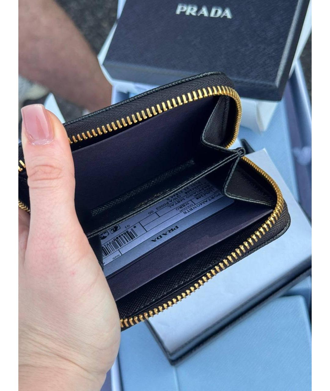 PRADA Черный кожаный кошелек, фото 4