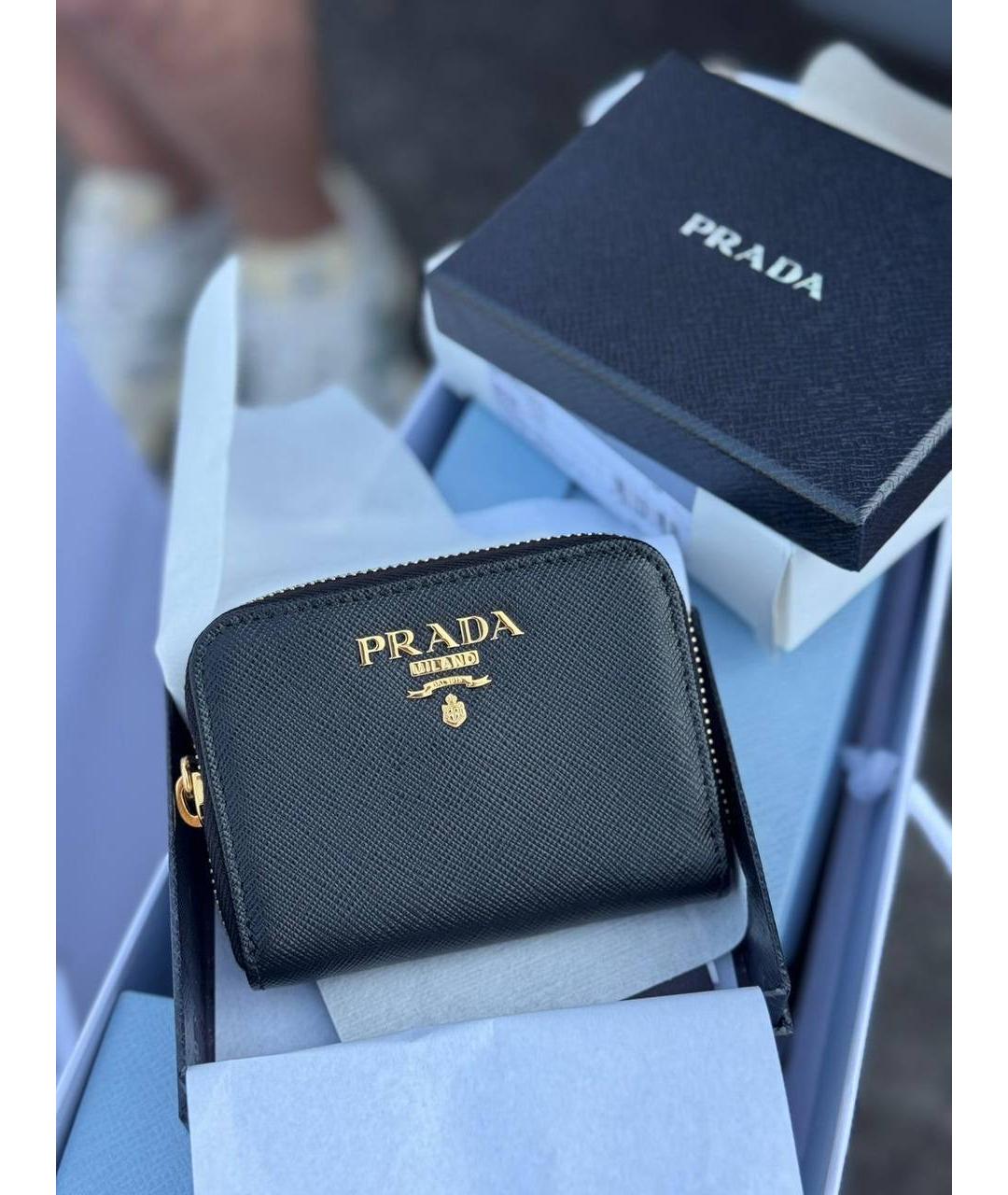 PRADA Черный кожаный кошелек, фото 5