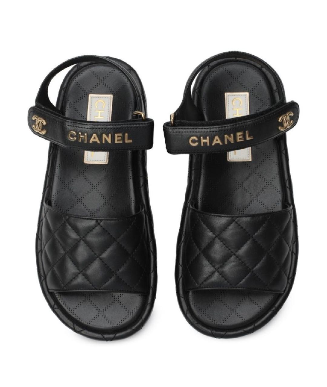 CHANEL Черные кожаные сандалии, фото 3