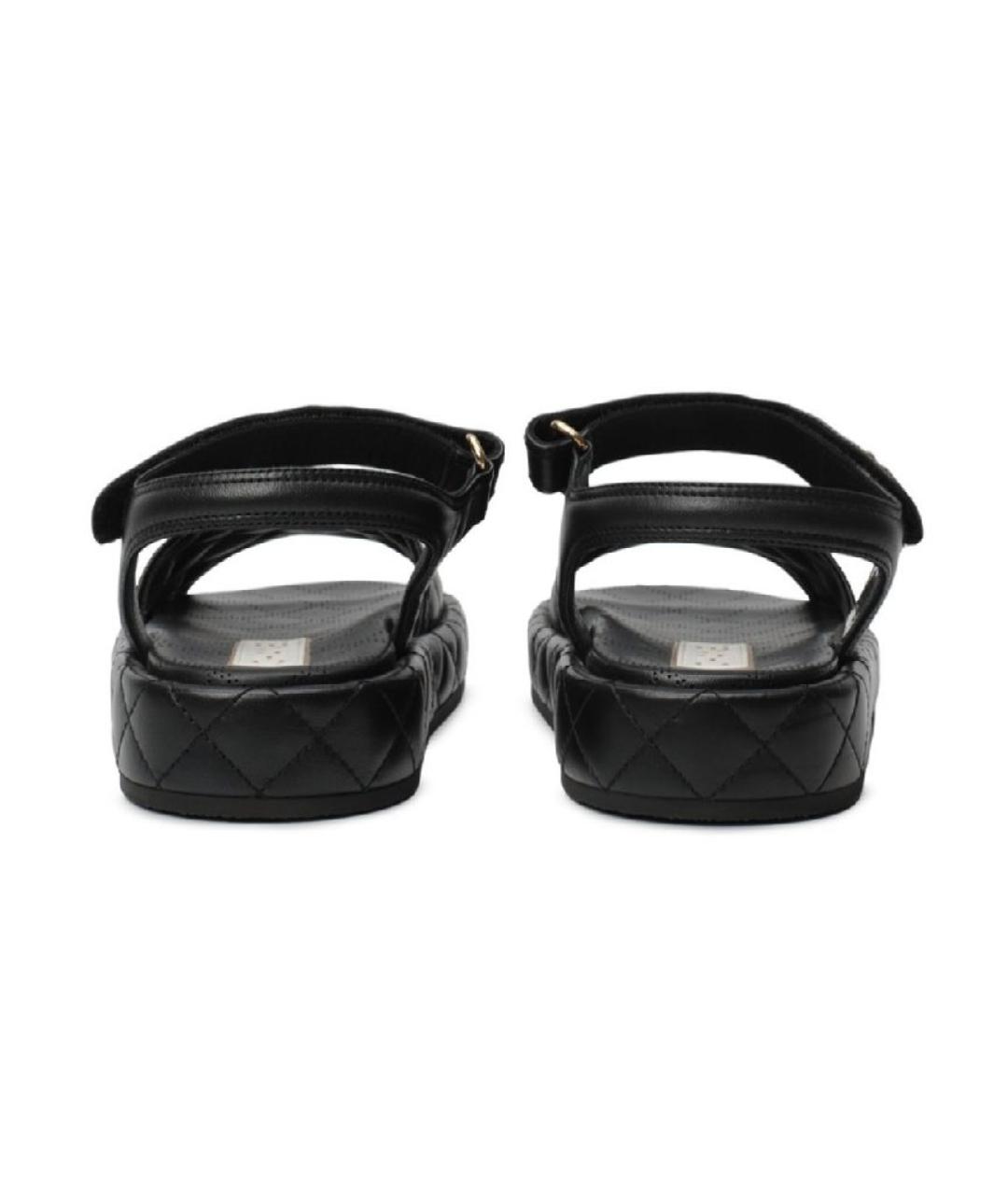 CHANEL Черные кожаные сандалии, фото 4