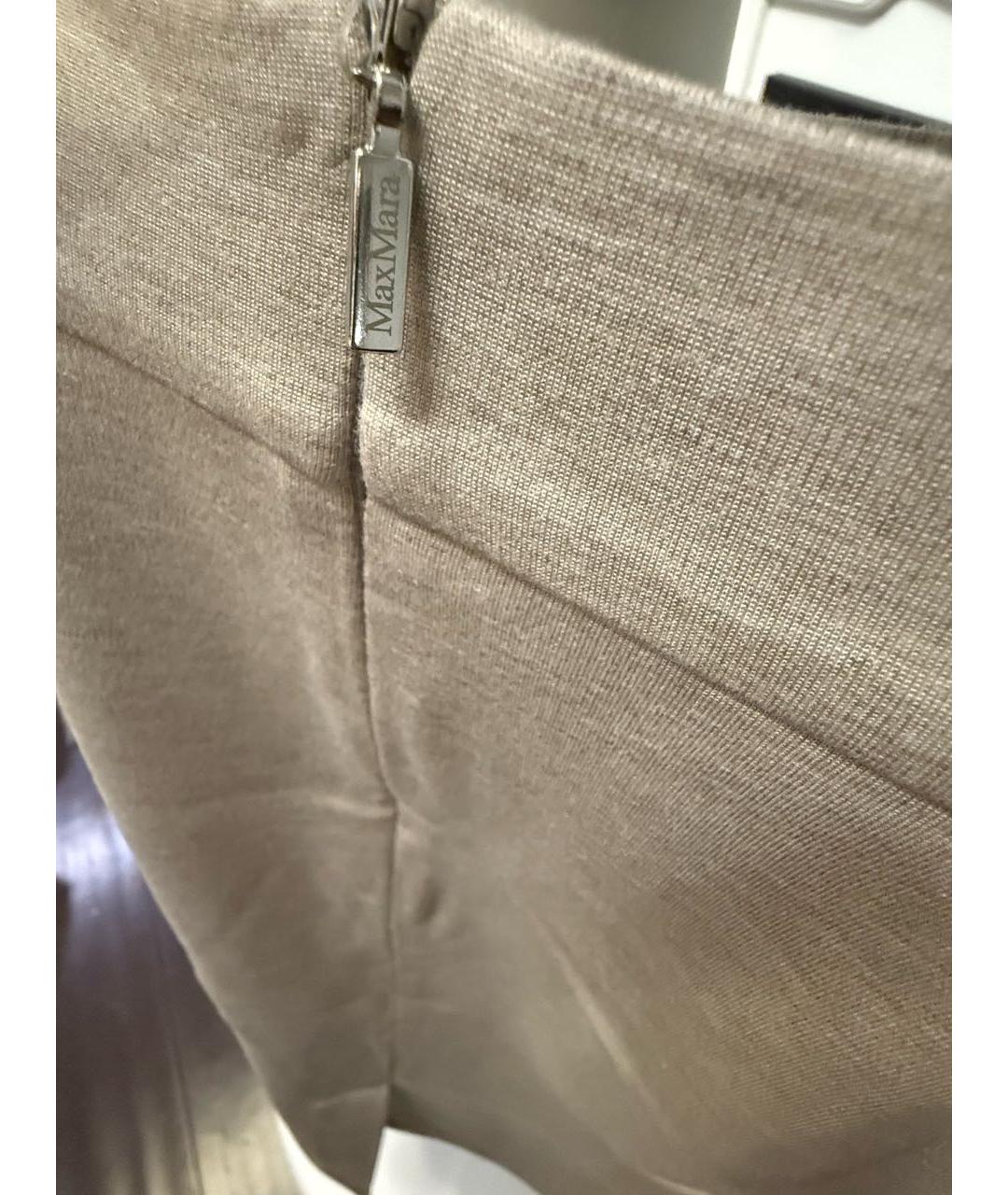 MAX MARA Бежевая вискозная юбка миди, фото 3