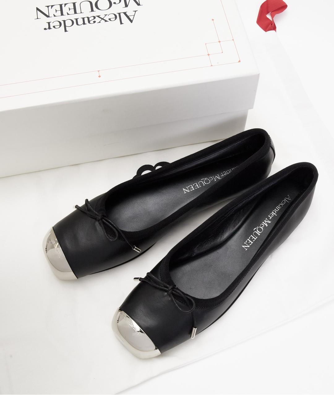 ALEXANDER MCQUEEN Черные кожаные балетки, фото 6